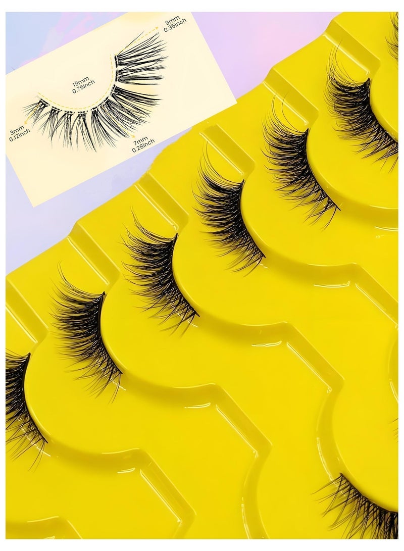 خاجول 10PCSأزواج رموش صناعية خفيفة الوزن ذات ملمس ناعم ومظهر طبيعي. تصميم ثلاثي الأبعاد يمنحك إطلالة جذابة، مثالية للاستخدام اليومي ويمكن إعادة استخدامها بسهولة. - Image 5